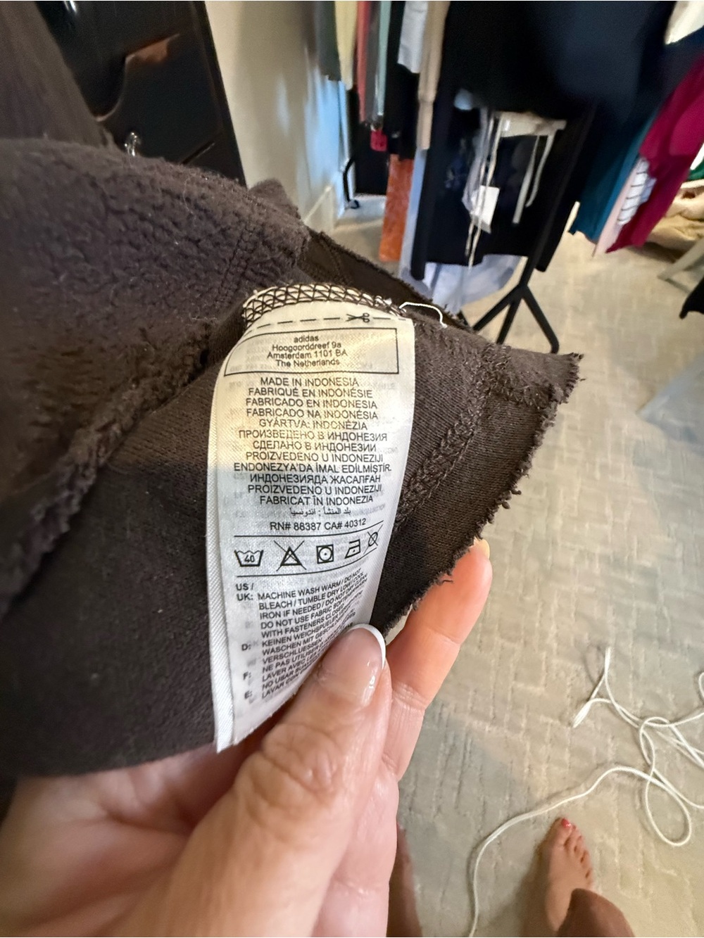adidas Cropped Teddy Sherpa Hoodie Jacket in Brown - Picture 9 of 9
